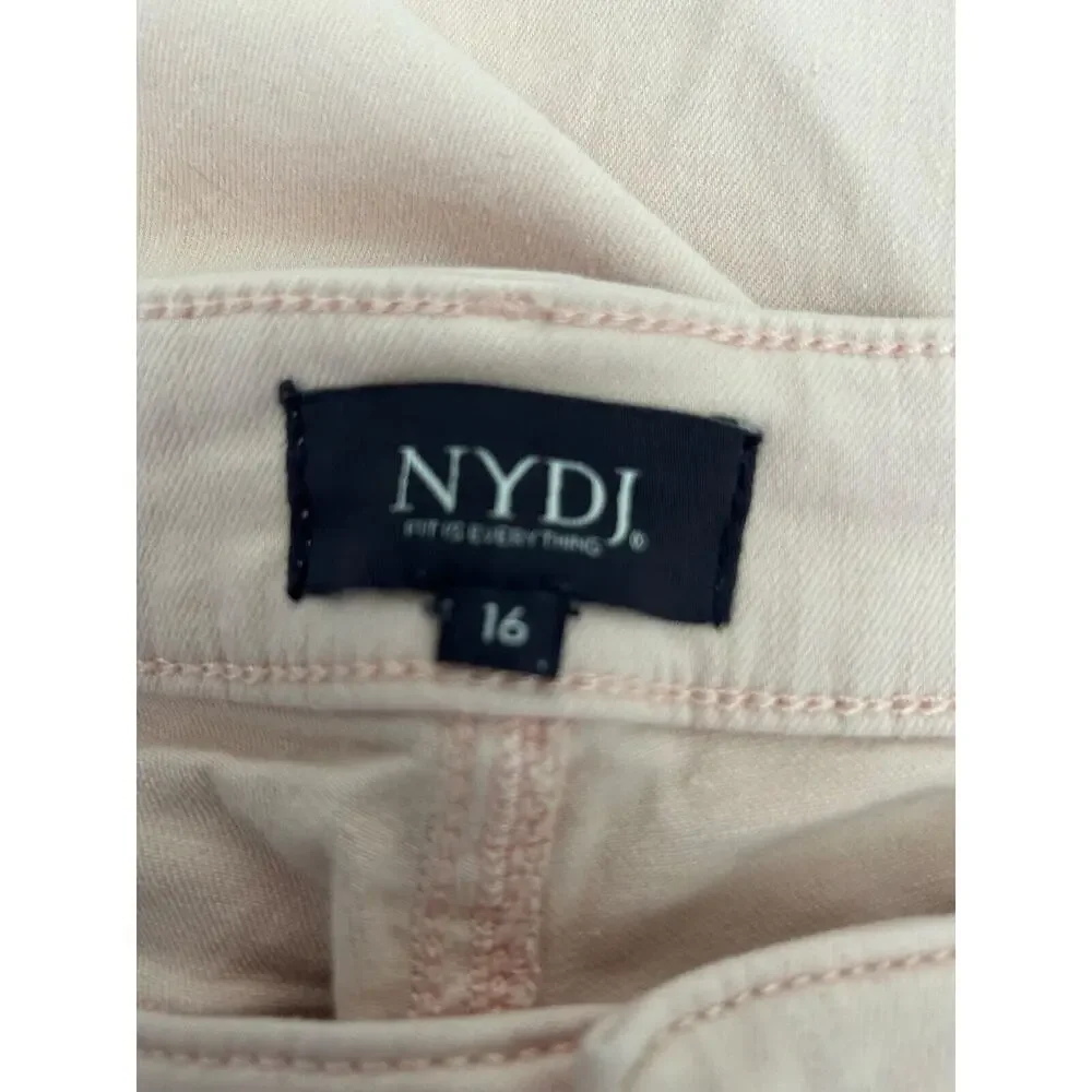 NYDJ Marilyn Straight‎ Leg Cuffed Capri Jeans Lift Tuck Plus Size 16 Pink Dusk